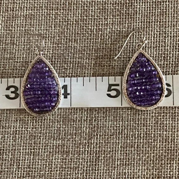 Silpada Amethyst Crystal Teardrop Earrings - Picture 6 of 7